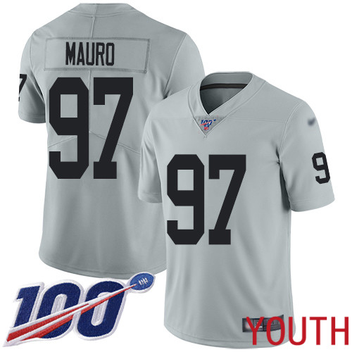 Oakland Raiders Limited Silver Youth Josh Mauro Jersey NFL Football #97 100th Season Inverted Legend Jersey